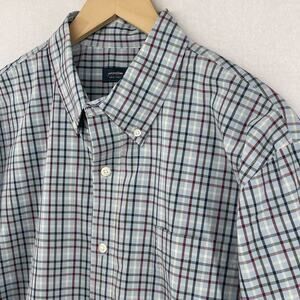 ARROW Shirt Mens L Hamilton Poplin Plaid Button Up Long Sleeve Blue NEW